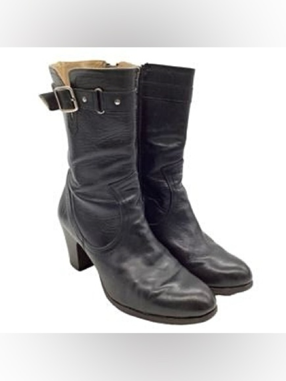 FRYE Black Leather Mid-Calf Heeled Boots Womens Size 11
